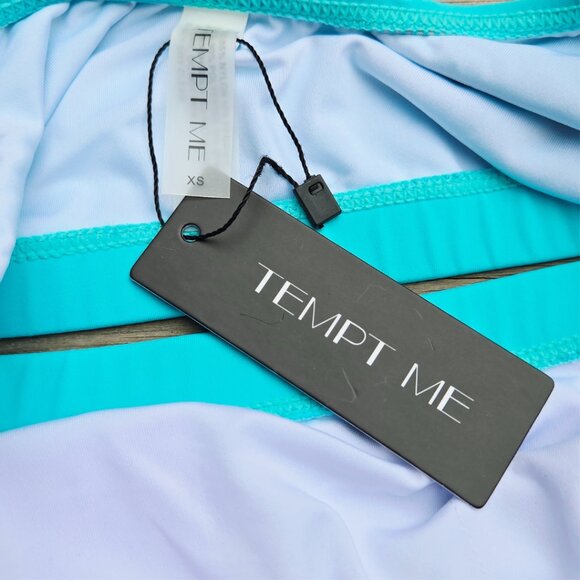 NWT Tempt Me Teal 2 Piece Scoop Neck Bathing Suit Bikini - XSmall - Picture 3 of 3